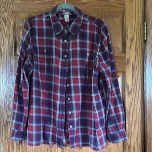 Duluth Trading Co Red and Blue Button Down Shirt Classic Plaid